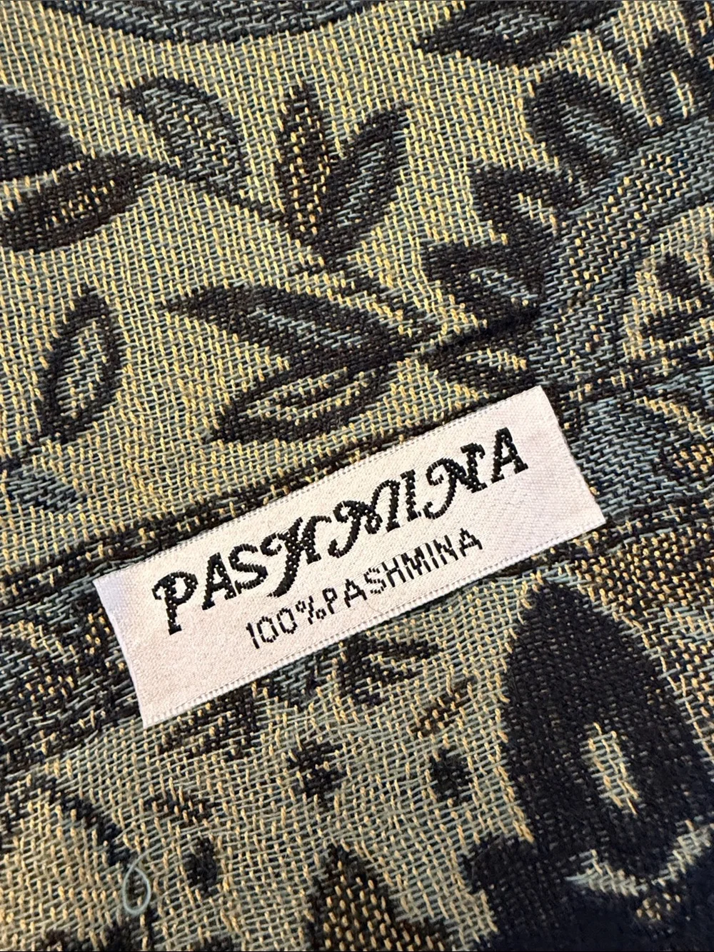 Women’s Paisley Pattern Pashmina Scarf in Blue, Black and Green